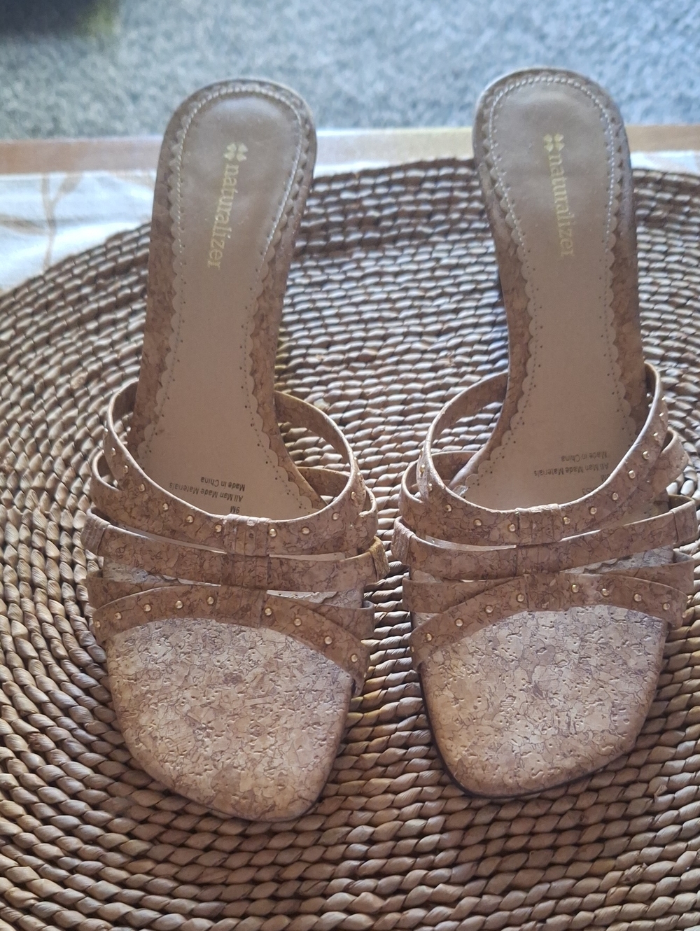 Naturalizer Women's Studded Tan Strappy Mules